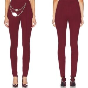 AREA Chain Plate Belt High Waist Pintuck Burgundy Red Legging Size Small